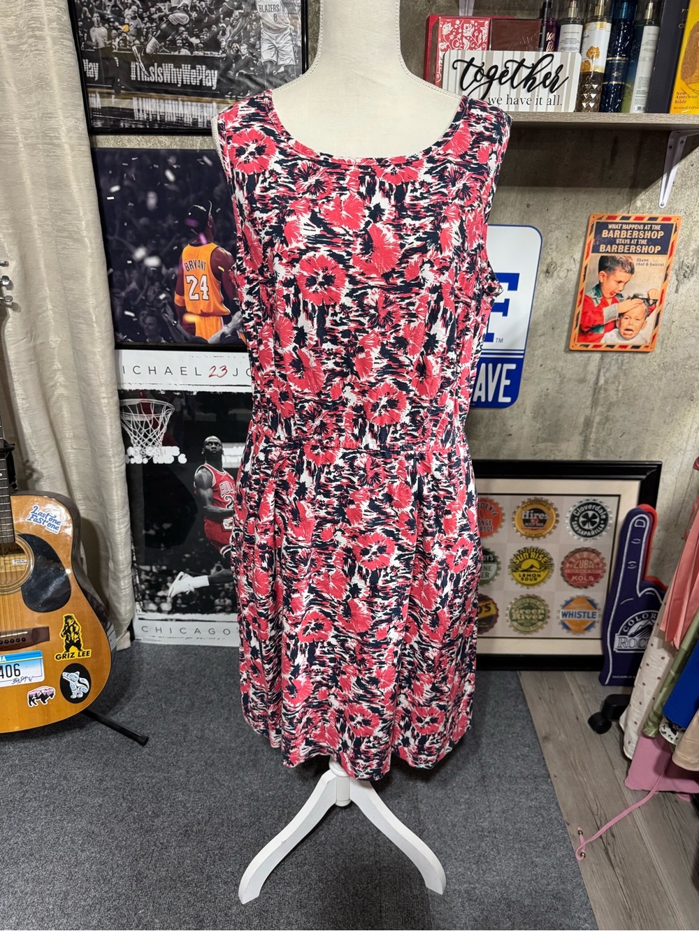 Columbia Pink & Black Floral Sleeveless Dress